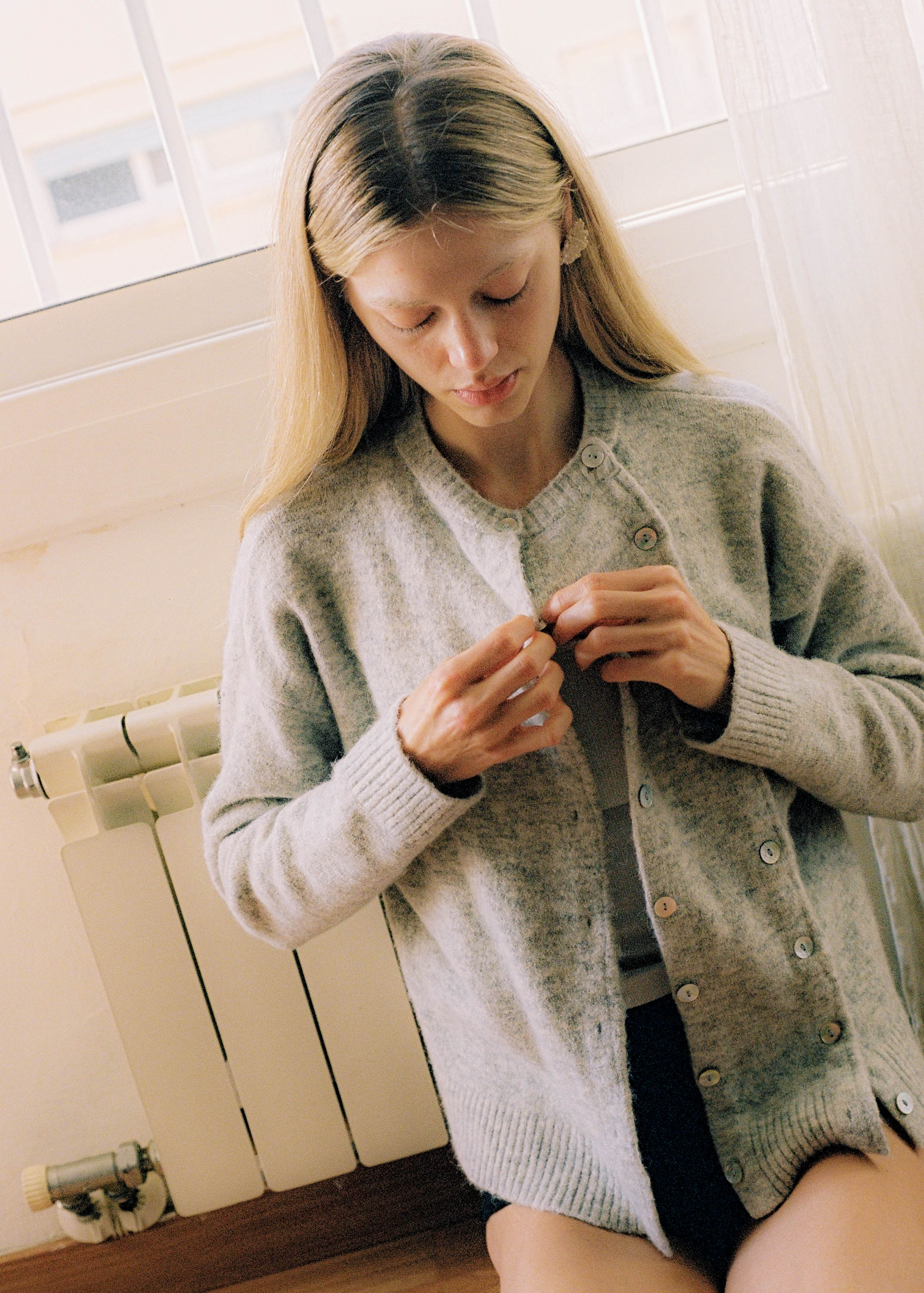 Double Cardigan, asymmetric and grey | Yilou Yilou