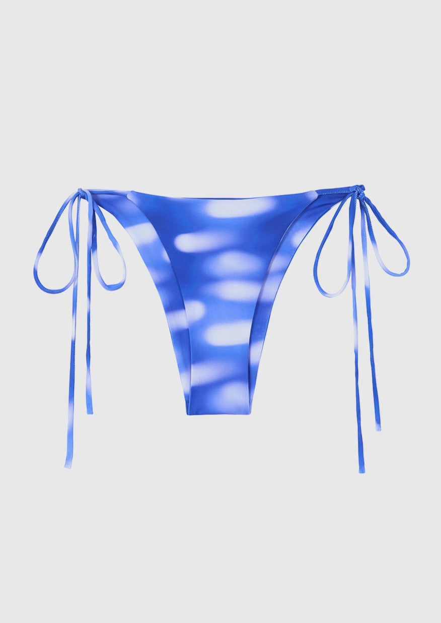 Blue Bikini Bottom - Yilou - adjustable waist - tie - abstract - print - high waist-