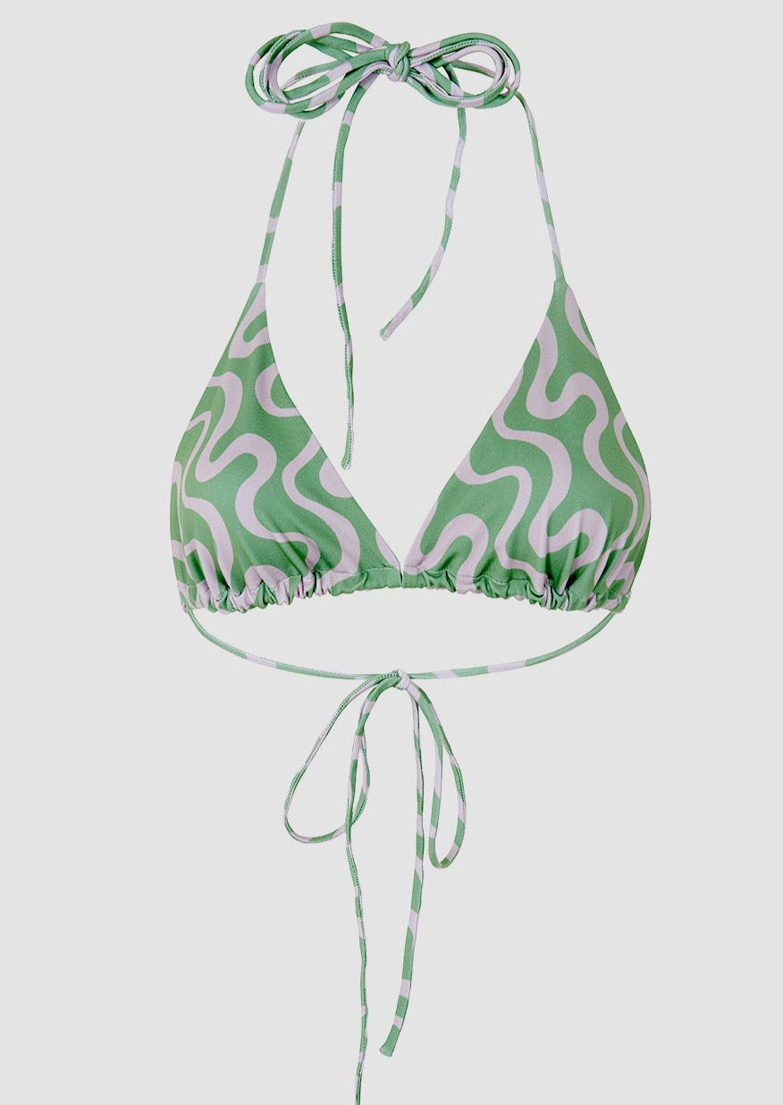 Wavy Green Bikini Top - Yilou
